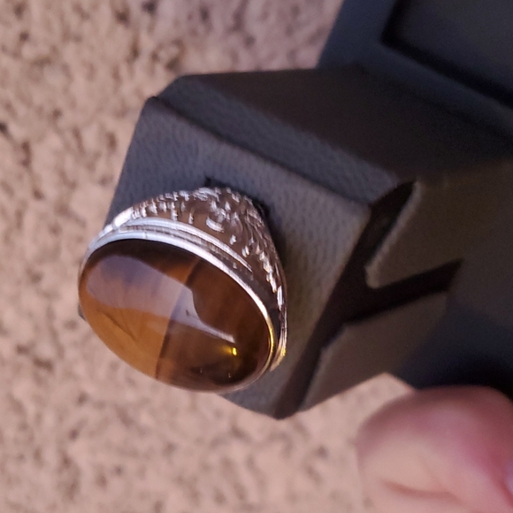 New Overzized Tiger Eye Adjustable 925 Silver Ring. - Picture 10 of 12